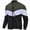 Army Green/White/Black, variant on Men's Bomber Jacket, Lightweight Casual Varsity Style, Color Block, Black/White/Dark Grey, L