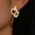 thumbnail image 2 of Gemstone Diamond Heart Shape Hoop Earrings In 14K Solid Yellow Gold, 2 of 2