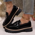 thumbnail image 4 of Aobny Thick Woman Shoes Business Casual Shoes Office Shoes Dress Shoes Loafers Shoe Black Low Heel Round Toe Slip-On Waterproof Womens Summer Shoes,Size 40, 4 of 9