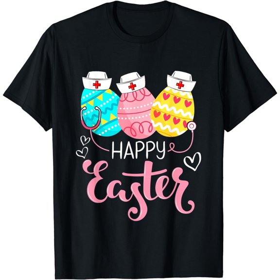 Happy Easter Day Nursing Cute Bunny Egg Nurse Stethoscope T-Shirt
