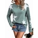 thumbnail image 3 of Suéter Informal de Punto con Cuello Redondo y Hombros Caídos con Estampado de Estrellas para Mujer Verde XL, 3 of 9