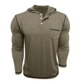thumbnail image 6 of WTOBBY Men's Casual Long Sleeve Hooded T-Shirt Button Front, Solid Color with Pocket, Comfortable for Daily Wear, Layering, and Casual Street Style,Khaki XL, 6 of 7