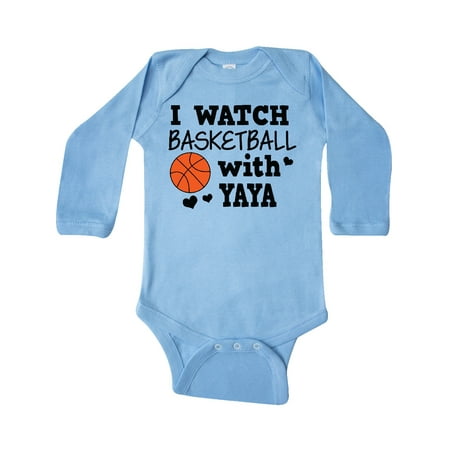 

Inktastic I Watch Basketball with Yaya Gift Baby Boy Long Sleeve Bodysuit