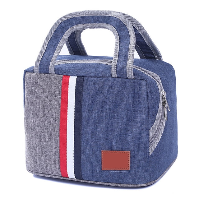 Bolsa de almuerzo de papel de aluminio Bolsa de hielo impermeable Bolsa bento portátil de rayas gruesas