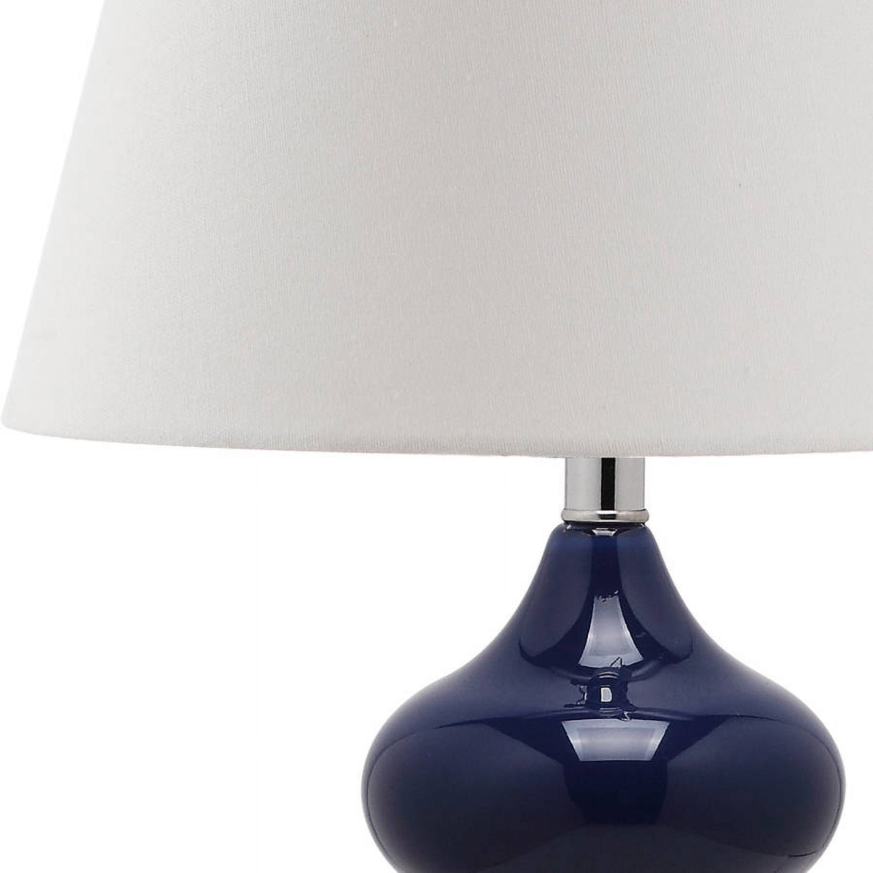 SAFAVIEH Eva 24 in. Navy Glass Table Lamp with Off-White Cotton Shade, Set of 2