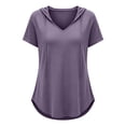 thumbnail image 6 of Women's Short Sleeve Hoodie Tunic Tops Casual Loose Fit Pullover V Neck Lightweight Sweatshirts with Pockets, 2XL, 6 of 8