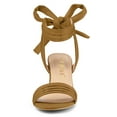 thumbnail image 2 of BLISSFUL STEP Women's Open Toe Ankle Tie Back Block Heels Sandals Brown (Size 5.5), 2 of 6