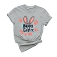 thumbnail image 3 of Zedker Easter Tops for Womens 2026 Spring Summer Casual Pullover Printed T-Shirt with Round Neck and Short Sleeves Gray L, 3 of 6