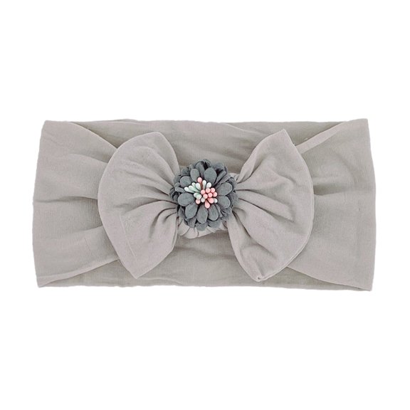 LNMQLPDBS Baby Bows Headband with Flower Newborn Elastic Floral Hair Bow Toddler Hair Accessories Infant Soft Stretchy Hairbands Turban