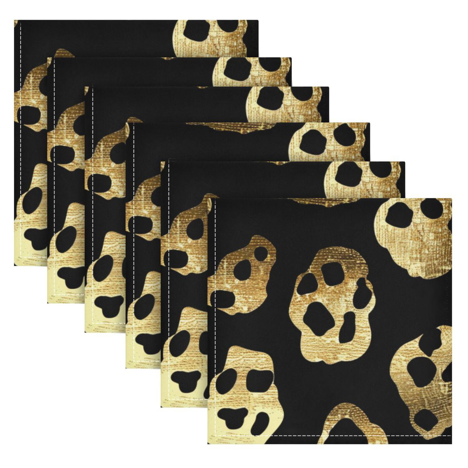 JSTEL Golden Cheetah Leopard Print Cloth Napkins Set of 6, 20x20 Inch Washable and Reusable Napkin for Decoupage Dinner Party Everyday Use