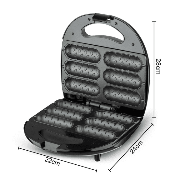 Hot Dog Maker Toaster, 110V Electric Hot Dog Waffle Machine with Non-Stick Coating, Sausage Baking Machine for 6 Sausages, 850W Double-Sided Heating, Portable Breakfast Hot Dog Maker for Home