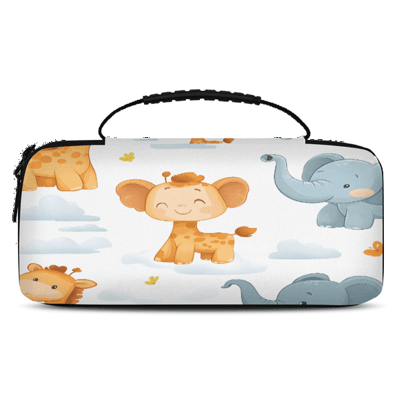 Herdesigns Carry Case Compatible with Nintendo Switch OLED Model 2021/Switch 2017, Elephant Giraffe Protective Travel Switch Carrying Case with 20 Game Card Slots for Switch Console & Accessories