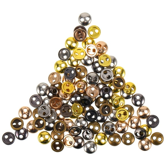 Hemoton 100pcsmini Metal Buttons Round Buttons Mini Tiny Buttons Small 2 Holes Buttons for Doll Clothes Bag DIY Handmade Craft
