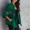 thumbnail image 6 of Baqcunre Womens Winter Coats Women's Tassel Single Breasted Solid Color Lapel Coat Long Sleeve Shirt Jacket Womens Jacket Womens Fall Fashion 2023 Green S, 6 of 6
