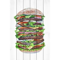 "Stacked High" Painting Print on White Wood