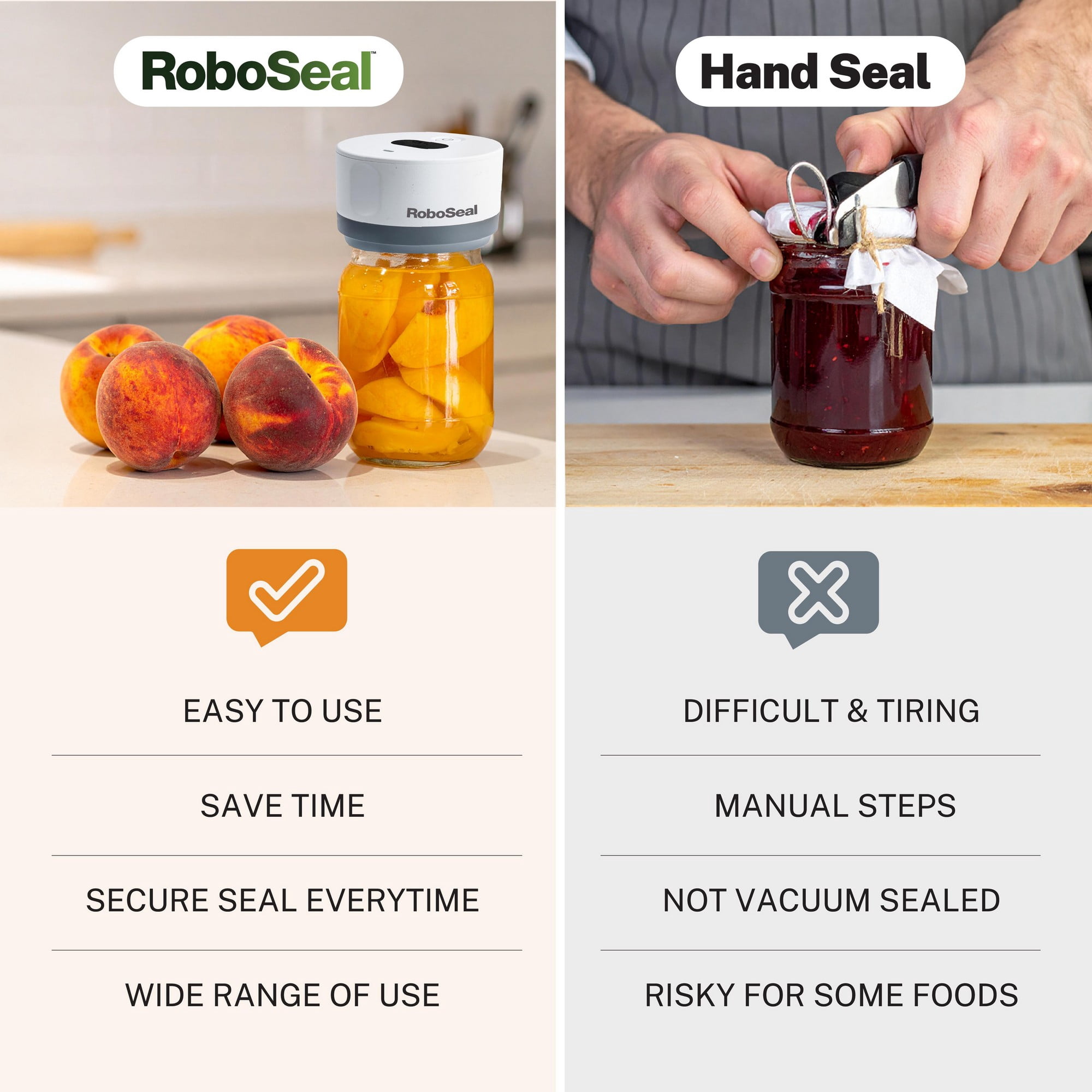 RoboSeal Rechargeable Mason Jar Vacuum Sealer Kit with 10 Lids - 1 Touch Operation, Food Preserver with Auto Stop