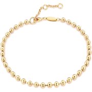 COVE Gold‑Tone Beaded Bracelet for Women, 4mm Dainty Handmade Round Bead Jewelry