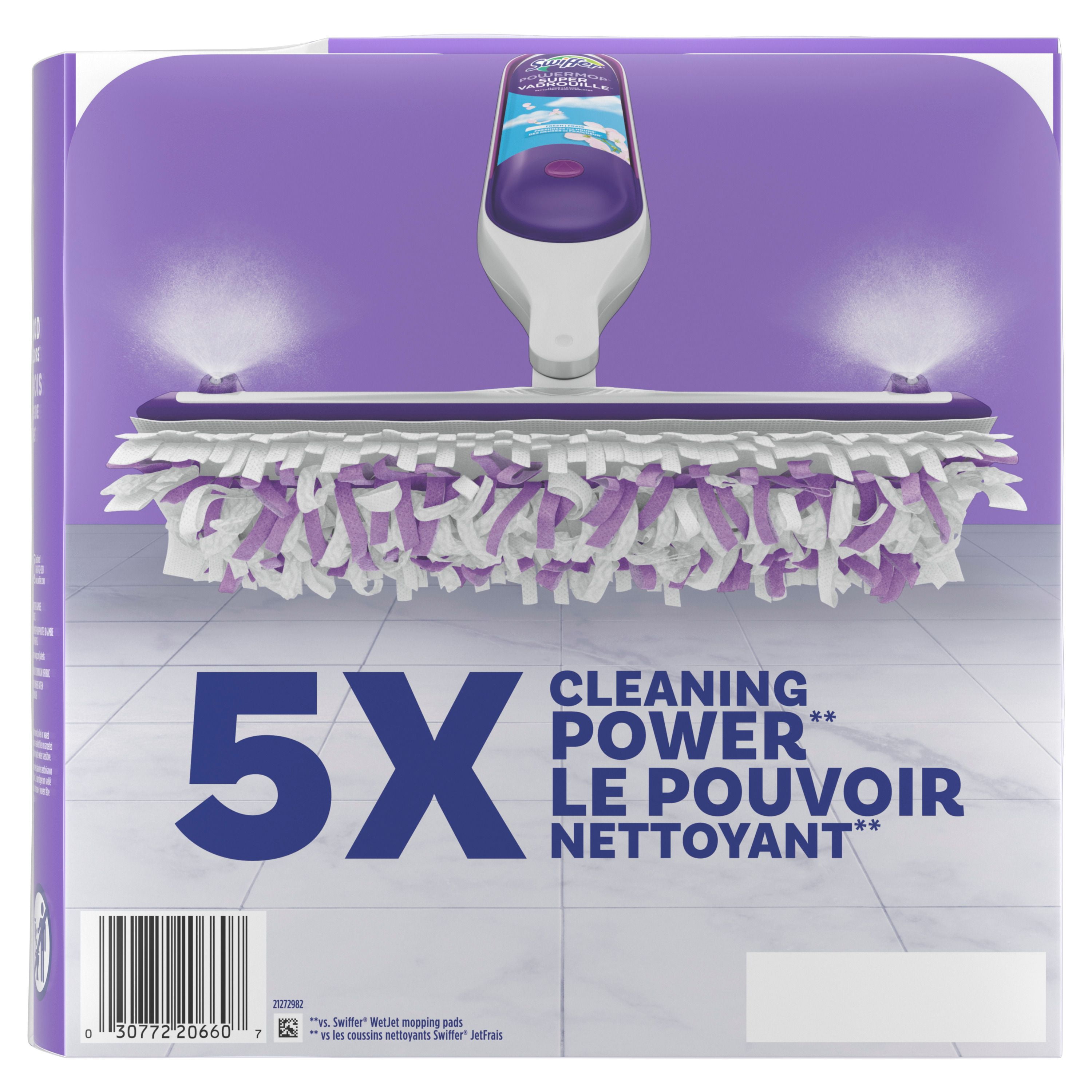 Swiffer Power Mop Refill Pack, Tile, Laminate, Wood, Floor Cleaner, 5 Pads + 1 Fresh Solution, 0 Kit