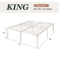 thumbnail image 7 of Amolife Heavy Duty King Size 18" Metal Platform Bed Frame with 16.6" Under Bed Storage Space, White, 7 of 7