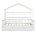 thumbnail image 5 of Harper & Bright Designs Full Size House Bed with Trundle and Storage Shelves, Kids Platform Bed with Fence Rails Wood Playhouse Tent Bed Frame for Girls Boys, White, 5 of 13