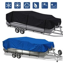 17-24Ft 210D Anti-UV Waterproof Pontoon Fabric Boat Cover Trailerable Fish Ski Blue And Black