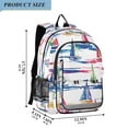 thumbnail image 2 of FORMRS Unisex School Backpack 17" Student Travel Bag with Laptop Compartment, Hand Drawn Sailboats, 2 of 7