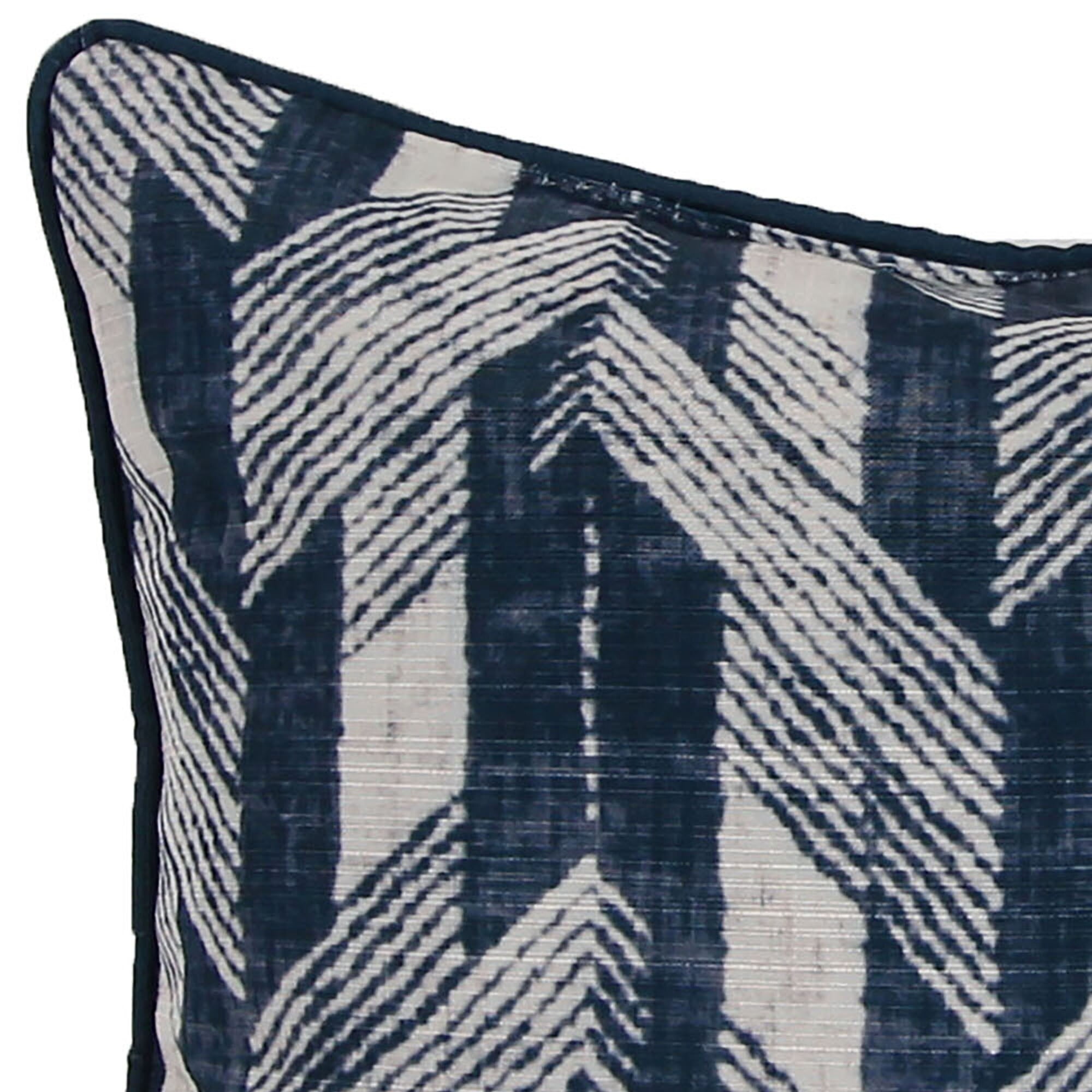 Jordan Manufacturing 18" x 18" Navy and Cream Lattice Chevron Square Decorative Throw Pillow with Welt
