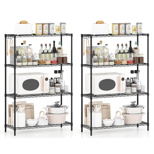 Costway Étagère de Rangement en Métal 2 Pcs, Organisateur de Rangement 1000 Lb avec Support en V