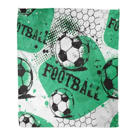 ASHLEIGH Flannel Throw Blanket Abstract for Boys Football Pattern Urban Ball Sport Soft for Bed Sofa and Couch 50x60 Inches