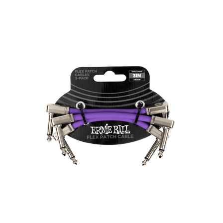 Ernie Ball Flex Patch Cable 3in - Purple - 3 Pack