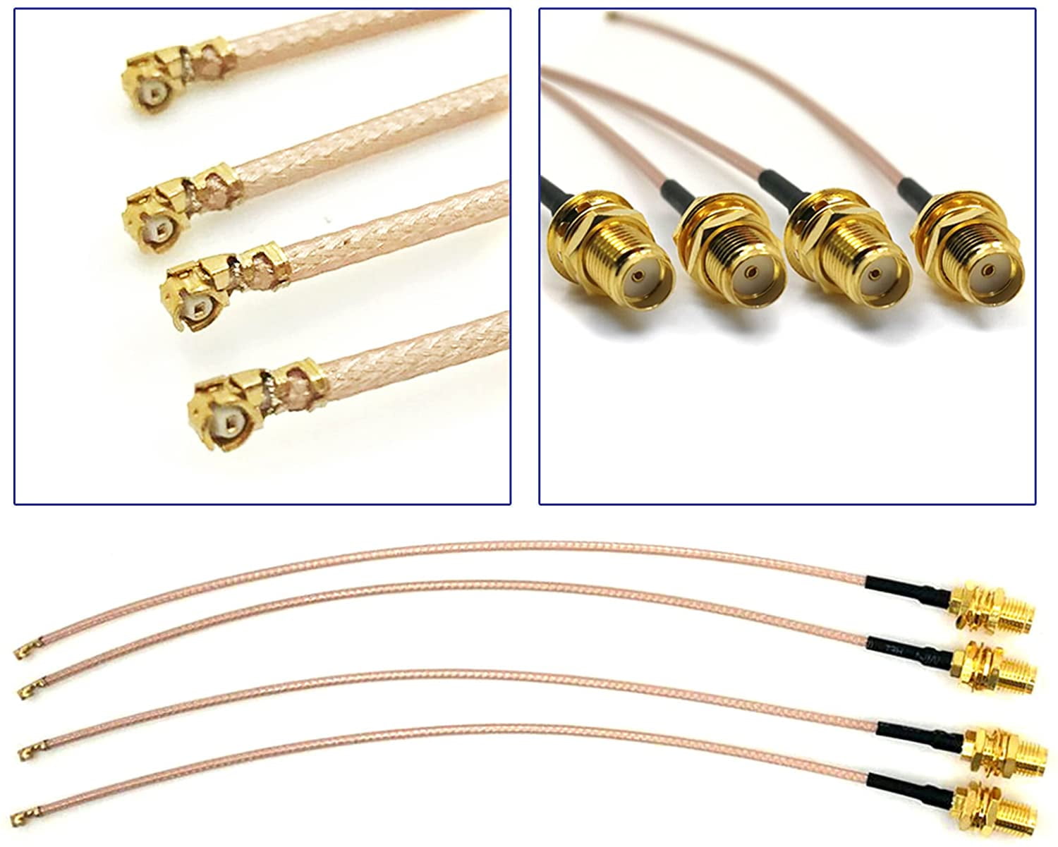Pack of 4 RF U.FL(IPEX/IPX) Mini PCI to SMA Female Pigtail Antenna Wi