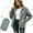 Gray, variant on Zylanna Women Packable Rain Jackets Windbreaker, Waterproof Adjustable Hem & Hooded Lightweight with Pockets Travel Outdoor Casual Daily Raincoat Black