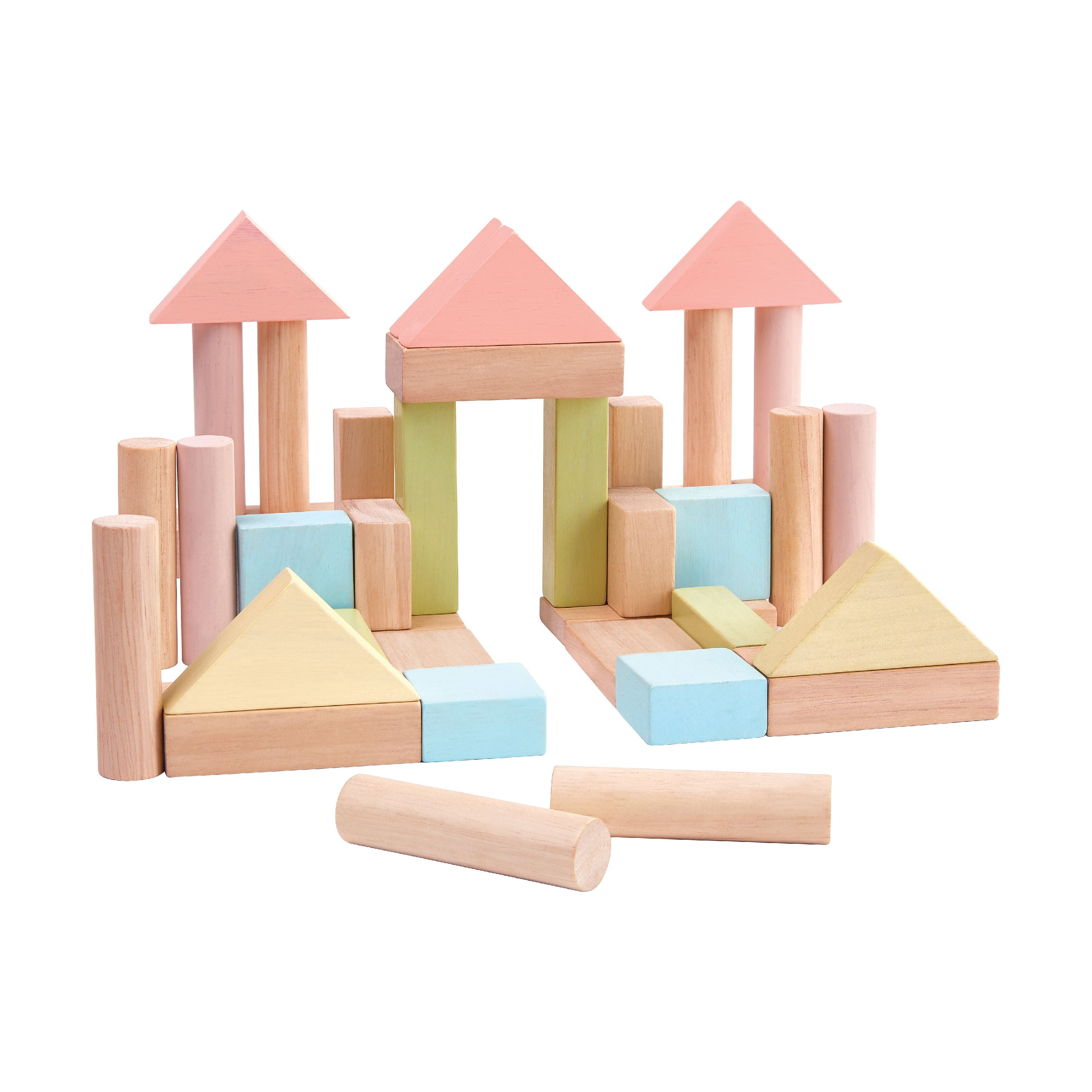 Gift for toddler Wooden blocks in Pastel colours packed in cotton bag Baby gift Building blocks Wooden toys First birthday gift
