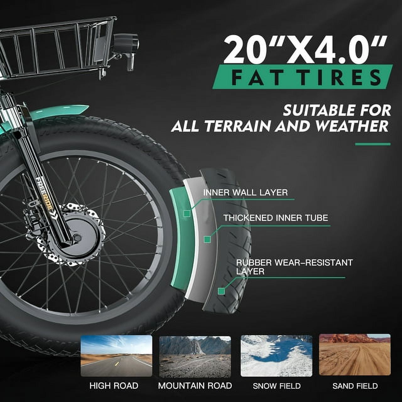 ABORON Electric Trikes for Adults Fat Tire 20" Electric Tricycle for Senior, 500W 3 Wheel E-Bike 48V 14.5Ah, 7 Speed Aluminum Electric Bicycle with Rear Basket, 25.6km/h(16mph)