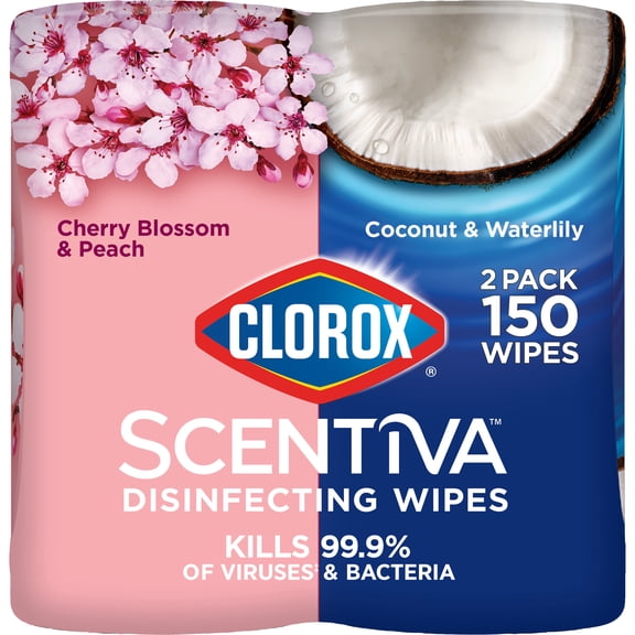 Clorox Scentiva Disinfecting Wipes, Value Pack, 75 Count Each, Pack of 2