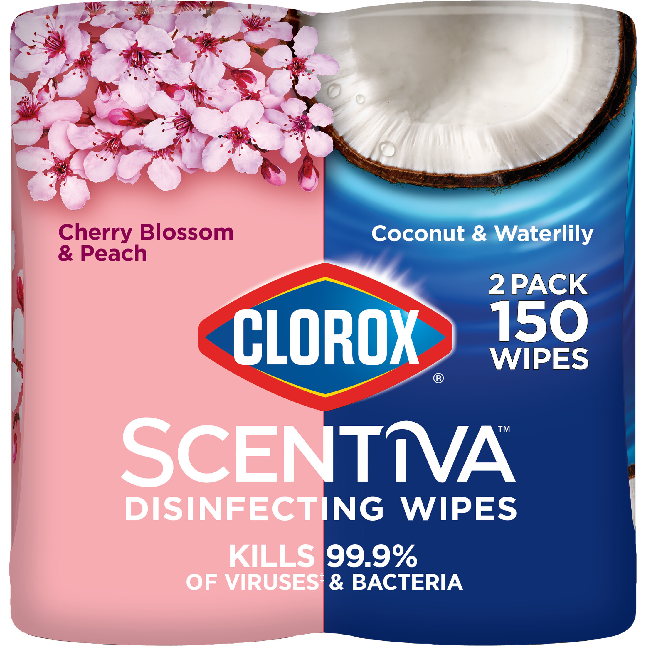 Clorox Scentiva Disinfecting Wipes Value Pack, 150 Count