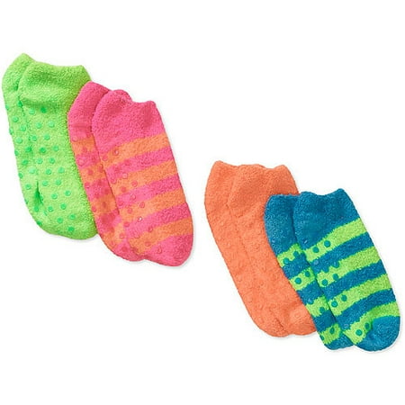 Women's 4 Pack Cozy No Show Stripe Socks