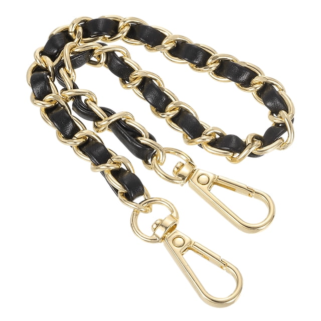 Correa de cadena de bolso Uxcell de 12", Reemplazo de correa de bolsa ajustable, Negro Dorado
