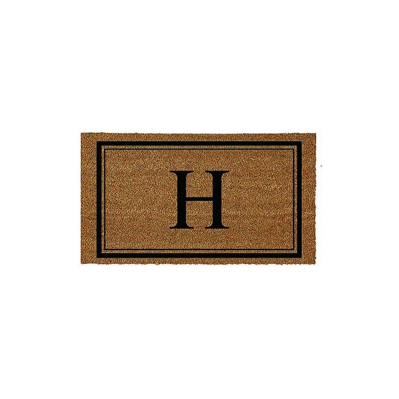 Evergreen Monogram Indoor Outdoor 100% Natural Coir Doormat 28" x 16" | Letter "H"