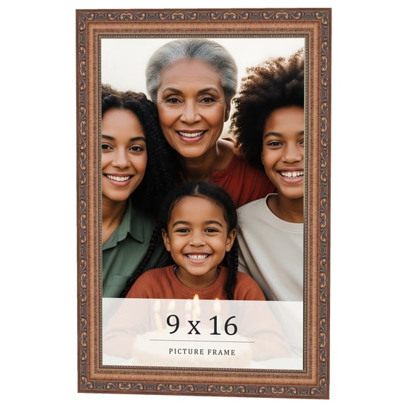 9x16 Frame Gold Solid Wood Picture Frame Width 1.25 Inches | Interior Frame Depth 0.375 Inches |