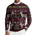 thumbnail image 2 of Dwelliawo Men's Sweaters Casual Crewneck Long Sleeve Sweater Knit Christmas Print Snowflake Graphic Sweaters Thick Christmas Pullover Sweater Clearance Wine M, 2 of 6