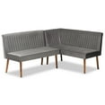 thumbnail image 2 of Baxton Studio Alvis Mid-Century Modern Grey Velvet Upholstered Back 2-Piece Dining Corner Bench, 2 of 9