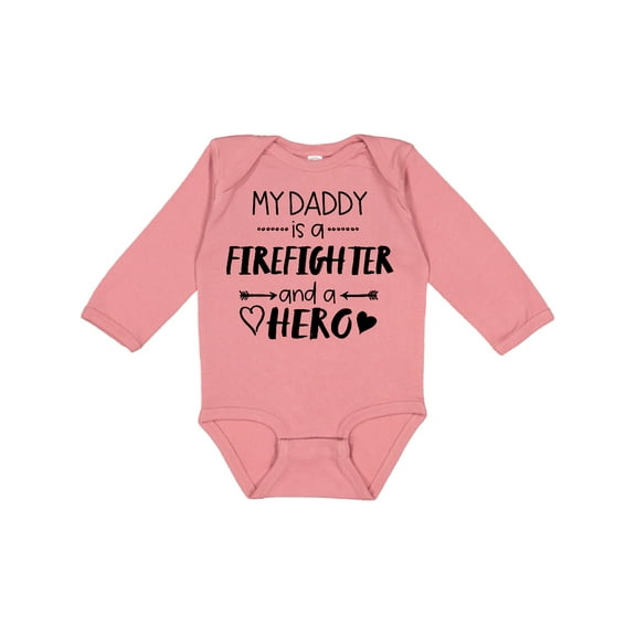 Inktastic My Daddy is a Firefighter and a Hero Boys or Girls Long Sleeve Baby Bodysuit