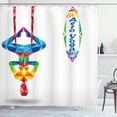 thumbnail image 1 of Ambesonne Yoga Shower Curtain, Aerial Yoga Fractal Body, 69"Wx70"L, Multicolor, 1 of 3