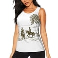 thumbnail image 1 of Fotbe Cowboys Riding A Horse Near A Tree Blusas Sin Mangas para Mujer – Estilo Casual, Corte Suelto, Slim-Fit, Cuello Redondo Deportivo, Tops de Verano para Gimnasio y Yoga-Large, 1 of 7