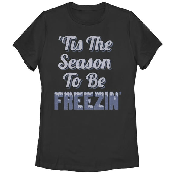 Women's CHIN UP Season to Be Freezing  Graphic Tee Black 2X Large