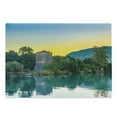 thumbnail image 1 of East Cutting Board, Venetian Tower Archaeological Site National Park at Sunrise Lake Sanctuary Landscape, Decorative Tempered Glass Cutting and Serving Board, Large Size, Blue Green, by Ambesonne, 1 of 1