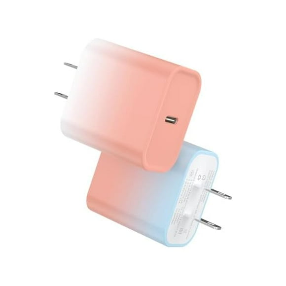 2Pack USB C Charger Block 20W, 1994 USB-C Power Adapter - Phone Charger with Fast Charging Capability, Type C Wall Charger for Phone 15/15 Plus/15 Pro Max/14 Series, Galaxy, Pixel, Pad - Colorful
