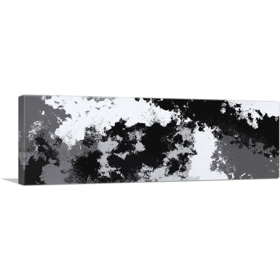 ARTCANVAS Gray Black White Modern Panoramic Canvas Art Print - Size: 36" x 12" (0.75" Deep)