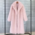 thumbnail image 4 of Fesfesfes Fashion Women's Flannel Coat Solid Color Overcoat Loose Knee Length Outerwear Long Sleeve Fleece Coat On Sale, 4 of 4